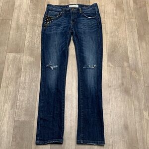Womens Vigoss Fit Skinny Distressed‎ Beaded Stretch Jeans